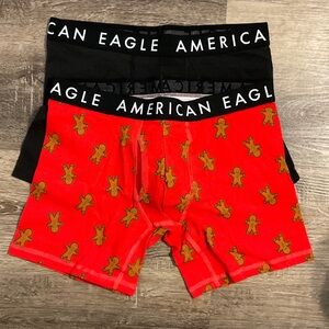 American Eagle Outfitters Red and Black Boxer Briefs with Gingerbread Print